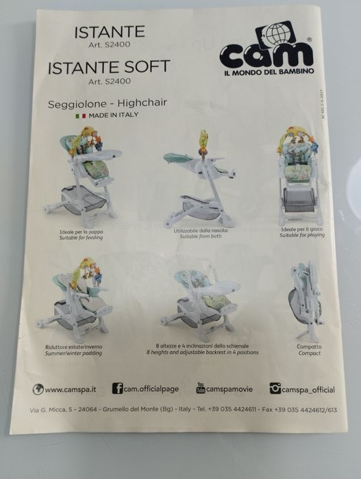 Cadeira de alimentação e repouso bebé CAM