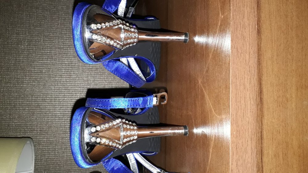 Buty na obcasie niebieskie