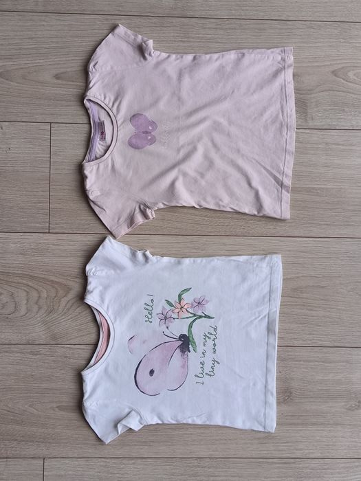 Dwa t-shirty 92 So Cute biała i pudrowy róż
