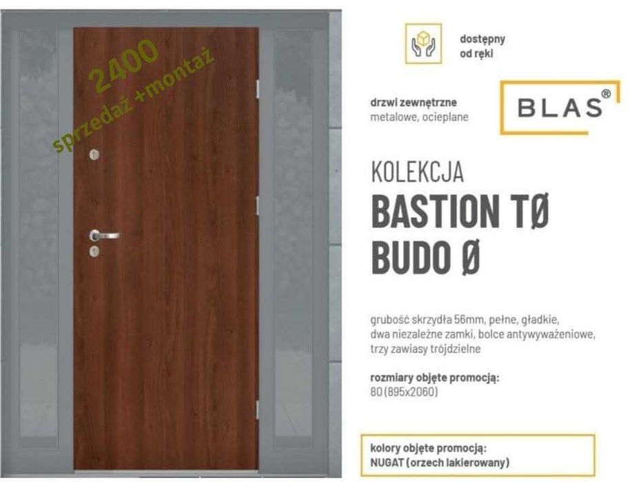 Drzwi wewnątrz klatkowe 80 Lewe, Prawe. Drzwi z montażem 2400