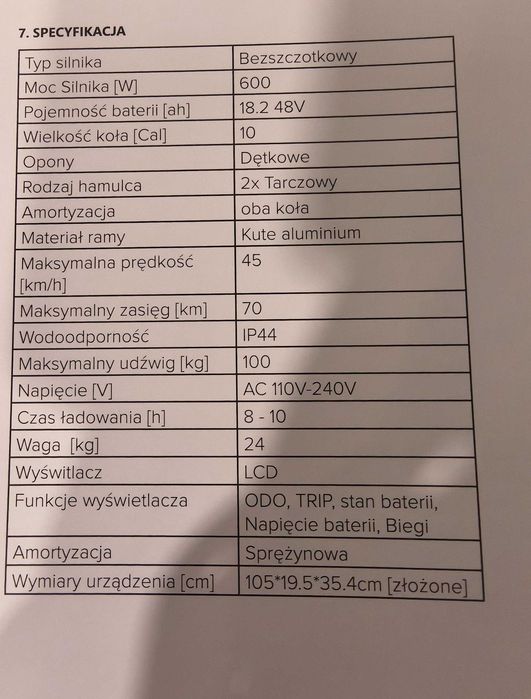 Hulajnoga elektryczna Motus 10 pro