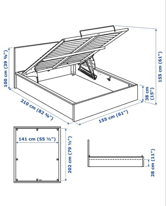Cama + Colchão MALM IKEA 140x200 com arrumação