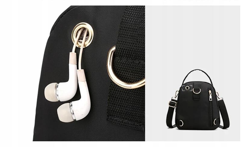 Elegancki Mały Plecak Damski 2W1 Czarny