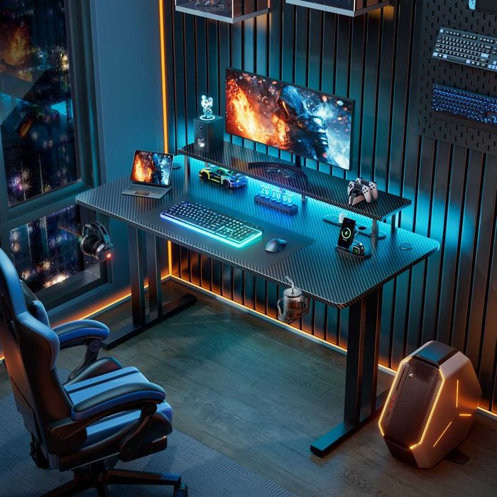 Nowe biurko carbonowe / stół / blat / LED / 160x60cm / półka / W589!