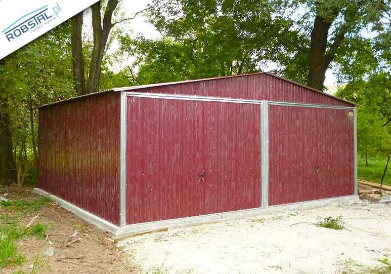 Garaż Blaszany 6x5, 6x6, 6x7 Wiśnia bramy uchylne