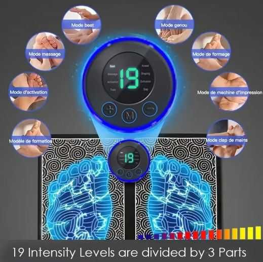Masażer EMS do stóp - mata masująca- elektrostymulator - akumulatorowa