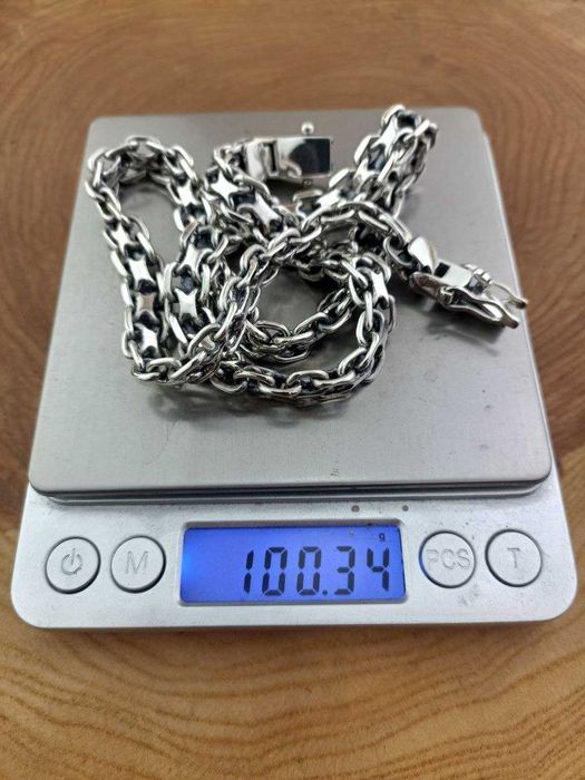 Серебряная цепочка Фараон, Двойная Якорная. Срібний ланцюг Якір подвій