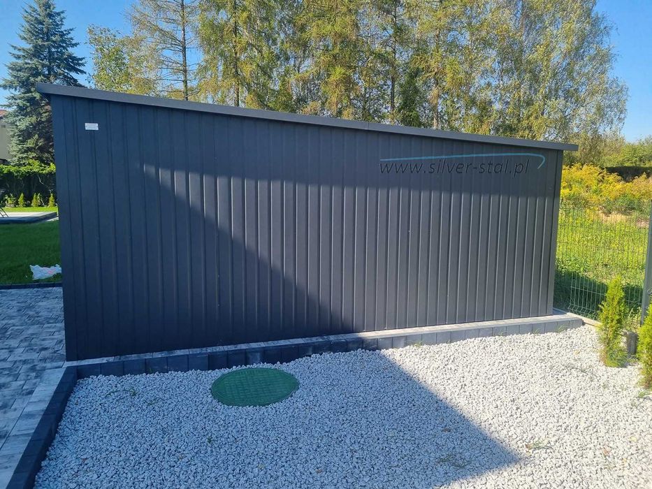 Garaż blaszany 3x5  WZMOCNIONY antracyt Silver-stal PROMOCJA