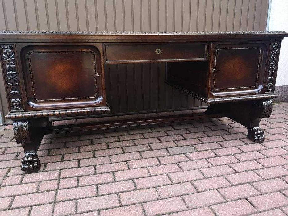 Biurko Duże Dwustronne Lwie Łapy Stare Antyk Po Renowacji .