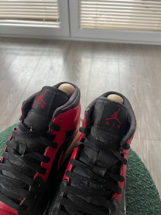 Sneakersy, Buty Nike Air Jordan 1 Mid Skórzane Streetwear Black Red