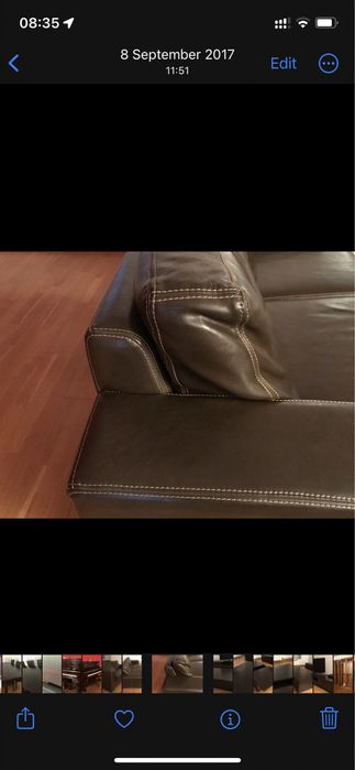 Sofá em pele castanho em muiro bom estado