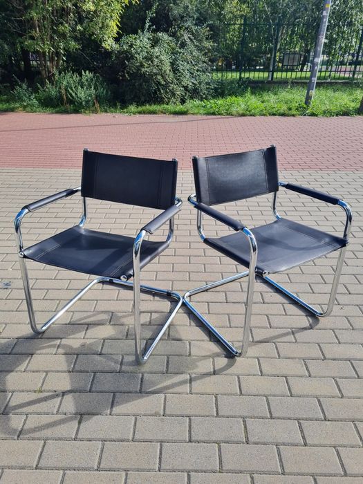 Krzesło Bauhaus skórzane w chromie insp.proj. Mart Stam