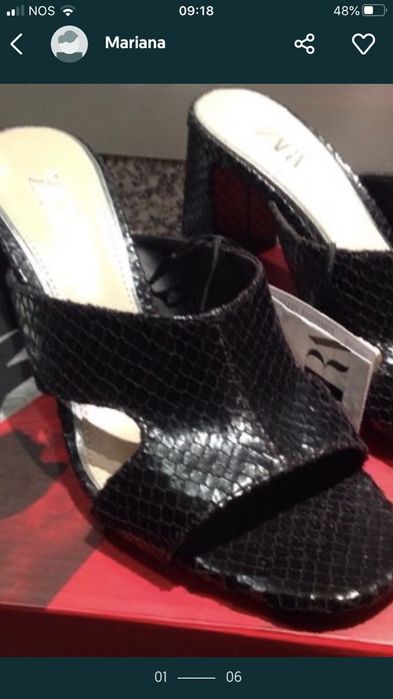 Sandália/Mules  37 pele cobra estrear c etiq. Preto, lindas!