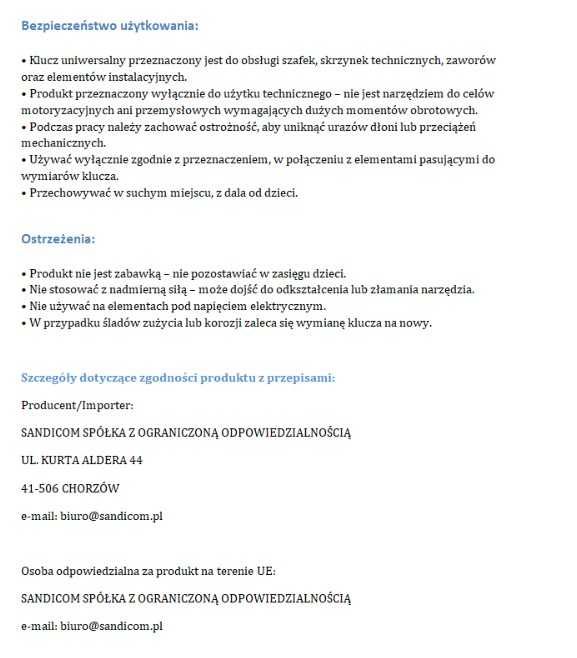 Wielofunkcyjny klucz do szafek grzewczych elektrycznych 10w1