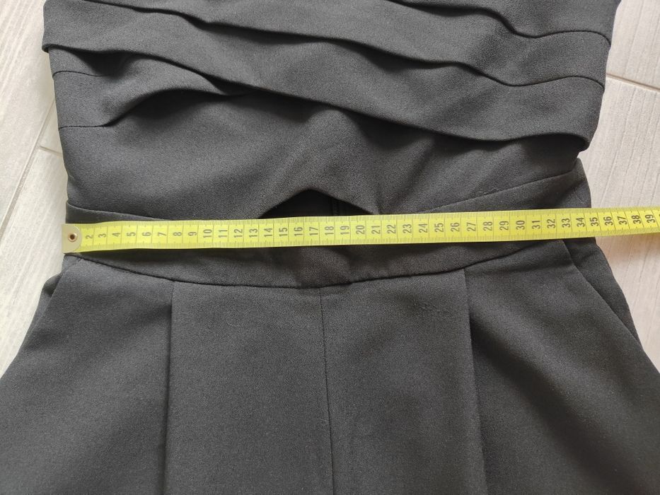 Zara S Czarny elegancki kombinezon z szerokimi nogawkami kuloty