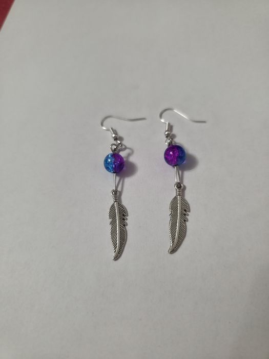 Kolczyki handmade z piórkiem