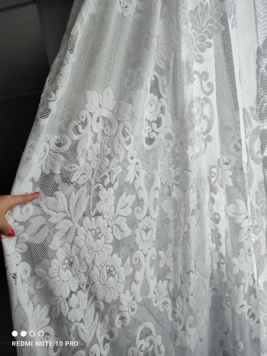 Firana duża firanka PRL retro 4-4.5 m. w kwiaty