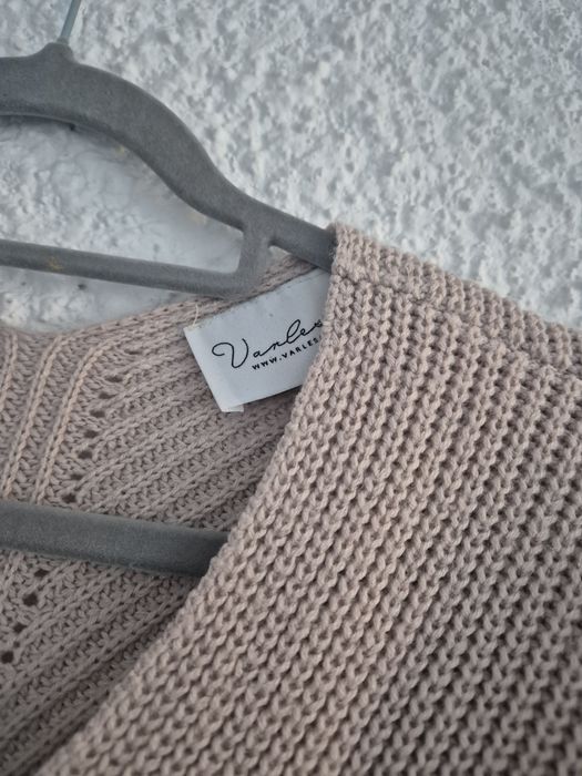 Asymetryczny Sweter varlesca oversize uni wełna beżowy XS S M L