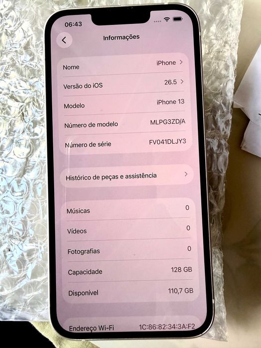 IPHONE 13 - 128Gb Branco Perola c/Novo c/Bateria 100%
