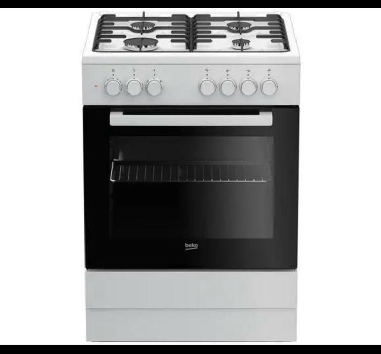 Beko FSE62120DW, комбінована плита: газова поверхня + електрична духовка.