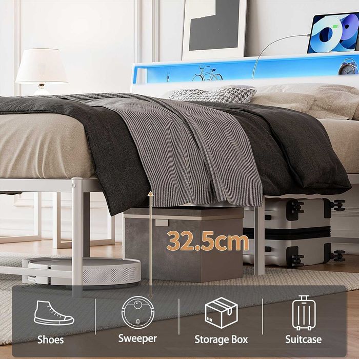 Nowe łóżko / stelaż / rama metalowa / 140x200cm / LED / USB / R258-a!