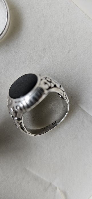 Sygnet srebrny oko cobry kamień onyks stary zabytkowy unikat