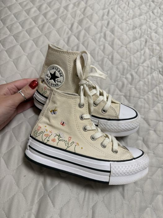 Кеди converse all star дитячі з квітами текстильні