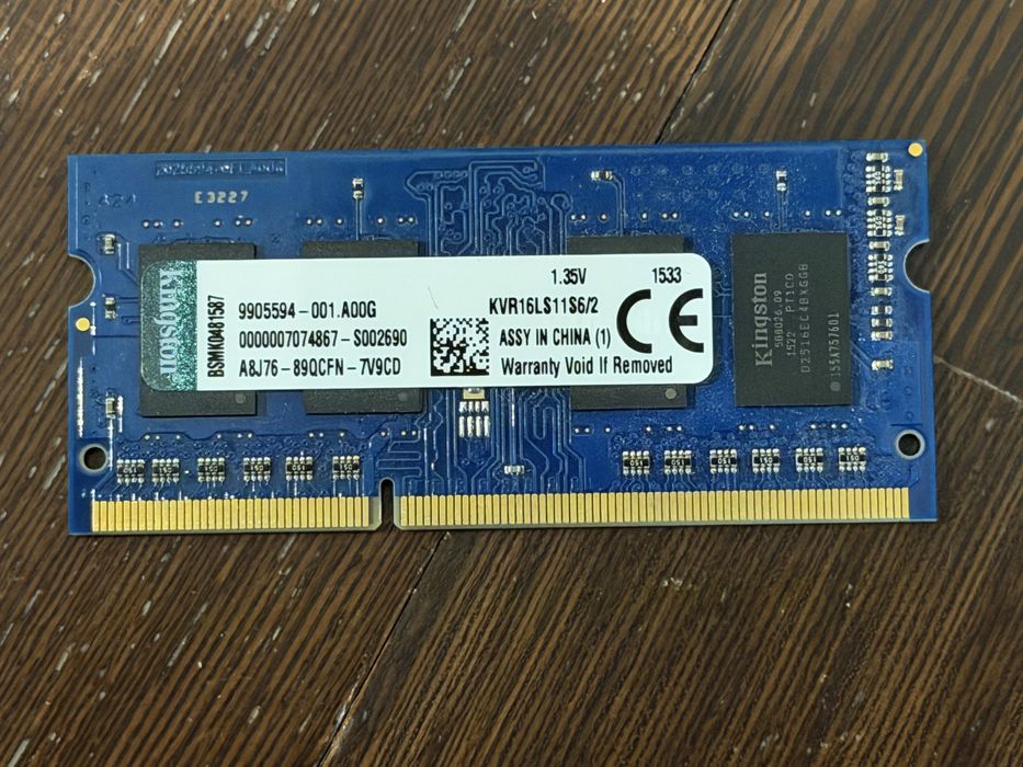 Pamięć RAM laptop DDR3 2GB Kingston KVR16LS11S6/2