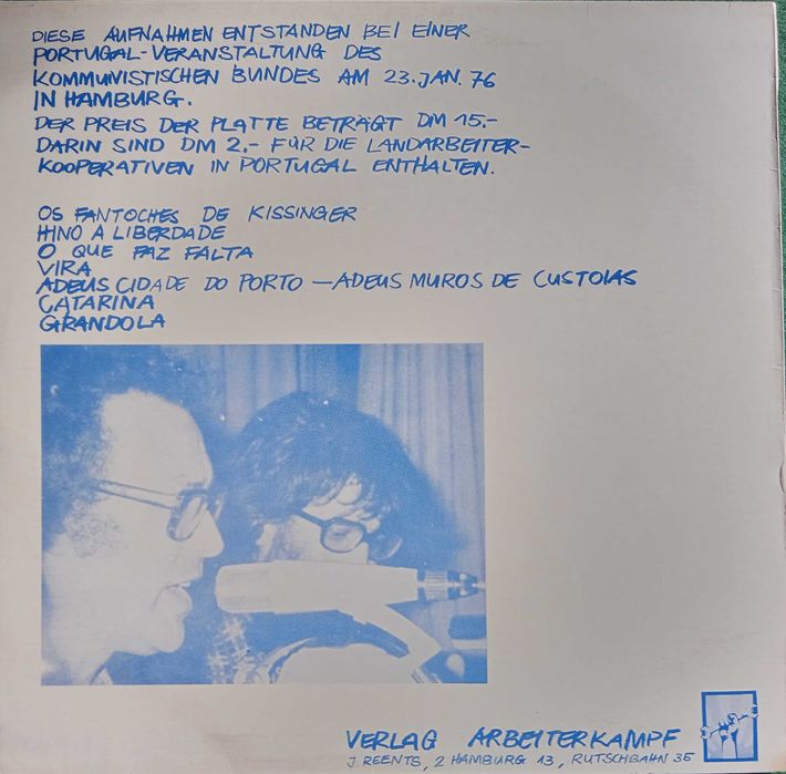José Afonso	- - - - -		A Luta Continua (Solidarität Mit Den ... 	- 	LP