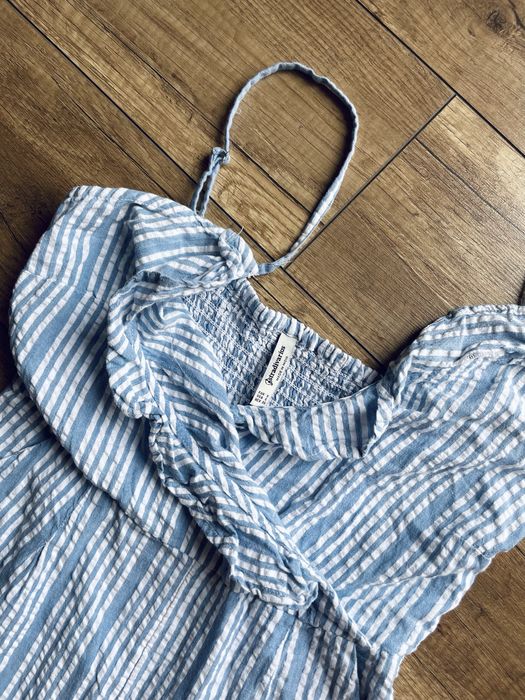 Stradivarius kombinezon s błękitny w paski elegancki