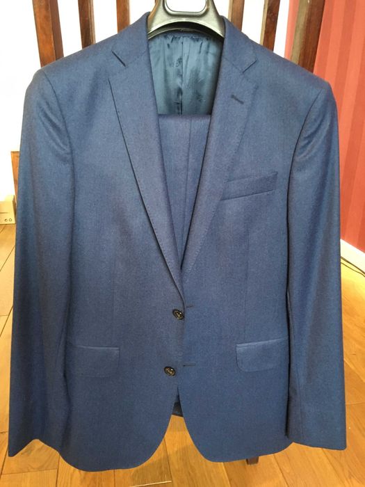Garnitur Oscar Jacobson, r.46,granatowy,wełna Vitale Barberis 120,nowy