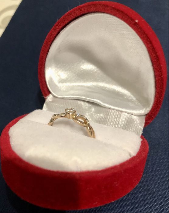 Złoty pierscionek 585 zaręczynowy 15,7 mm różowe złoto