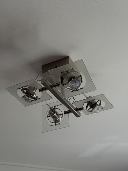 Candeeiro vintage | mid century | industrial  de teto em metal e vidro