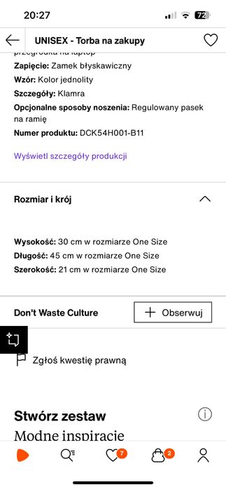 Nowa torba za pół ceny Don’f Waste Culture unisex khaki