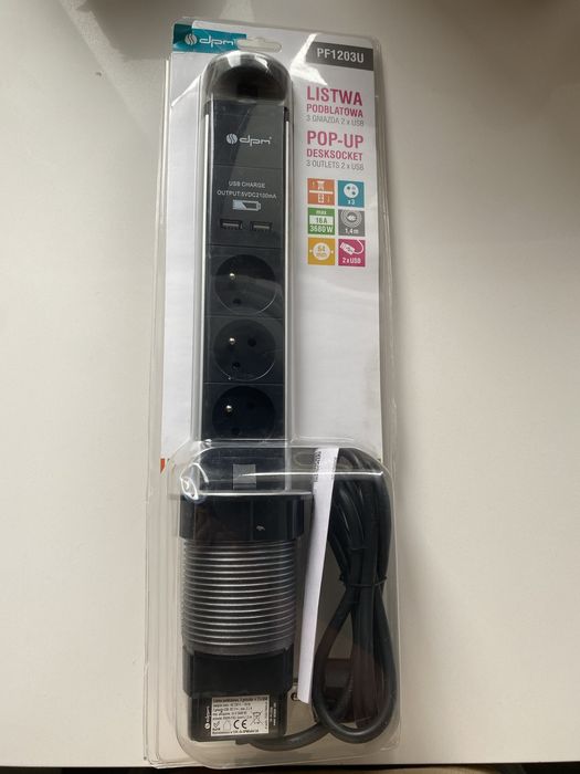 Listwa podblatowa dpm 3 gniazda 2 USB