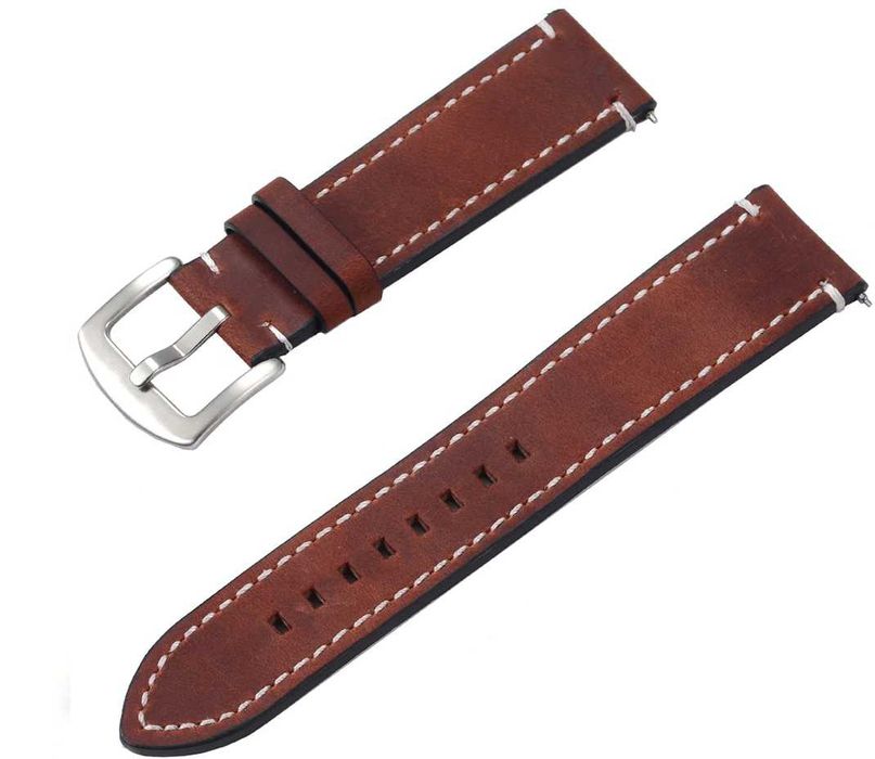 Pasek do zegarka skórzany 22mm brązowy