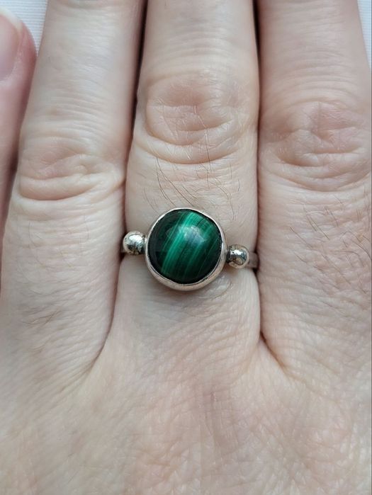 Новое кольцо натуральный малахит серебро 925 импорт