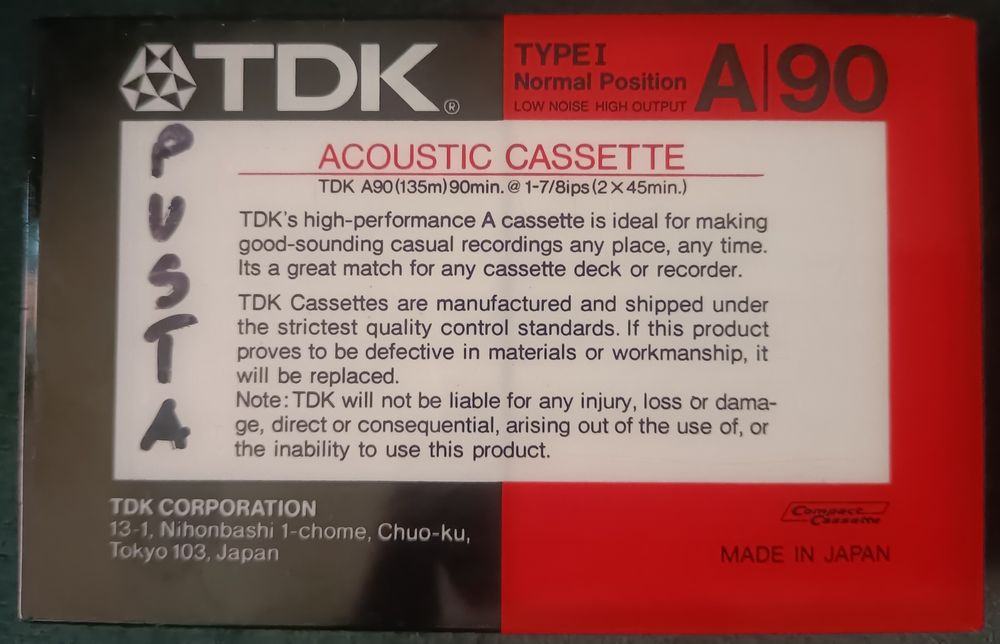 TDK A90 kaseta nowa zafoliowana