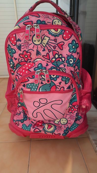 Mochila Rosa Trolle Totto - Como Nova