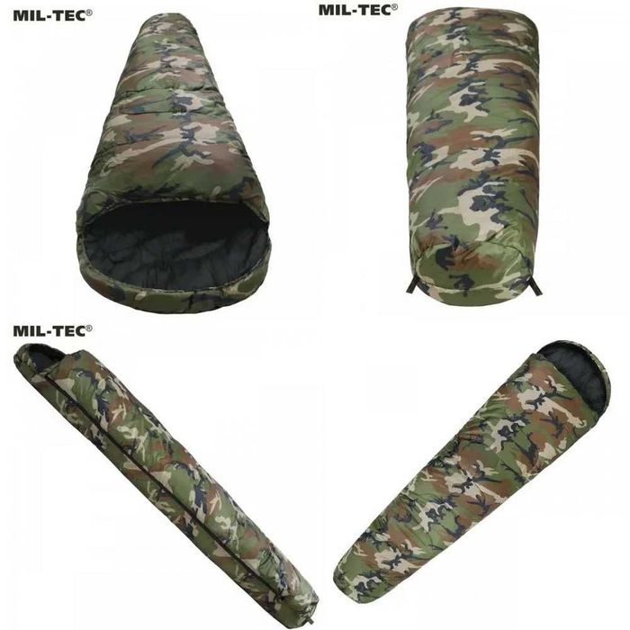 Спальник Mil-Tec кокон спальний мішок woodland двошаровий зимовий