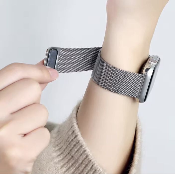 Браслет металевий Apple Watch 44-45 mm (міланська петля, Milanese, ремінець, металлический ремешок Миланская петля, Миланезе)
