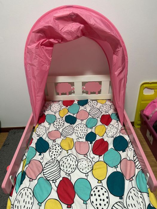 Cama criança Ikea Kritter +estrado + colchão + duas barras de proteção