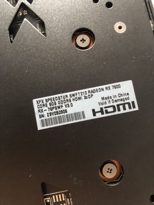Видеокарта Rx 7600 xfx 8 gb Под ремонт
