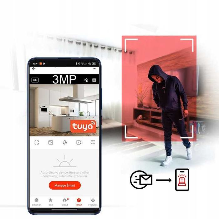 KAMERA WiFi wewnętrzna obrotowa żarówka gwint E27 Monitoring TUYA 3MP