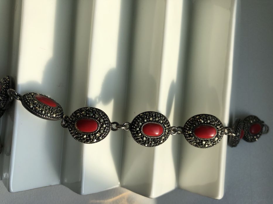 Retro bransoletka srebro 925 koral markazyt