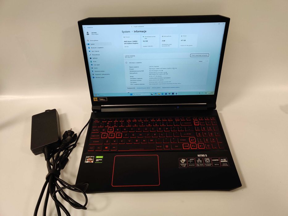 Laptop acer nitro 5 512g 5 4600/gtx 1650