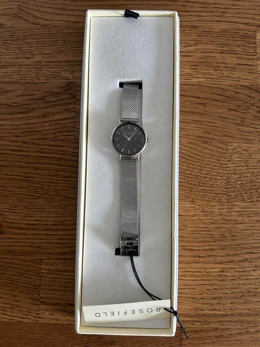 Srebrny nowy damski zegarek Rosefield na bransoletce prezent