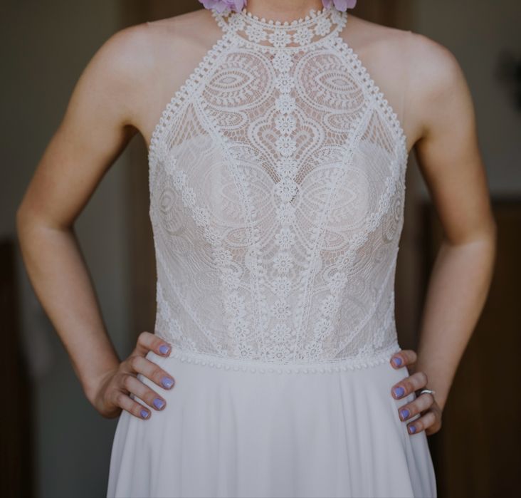 Suknia Ślubna boho halter 38