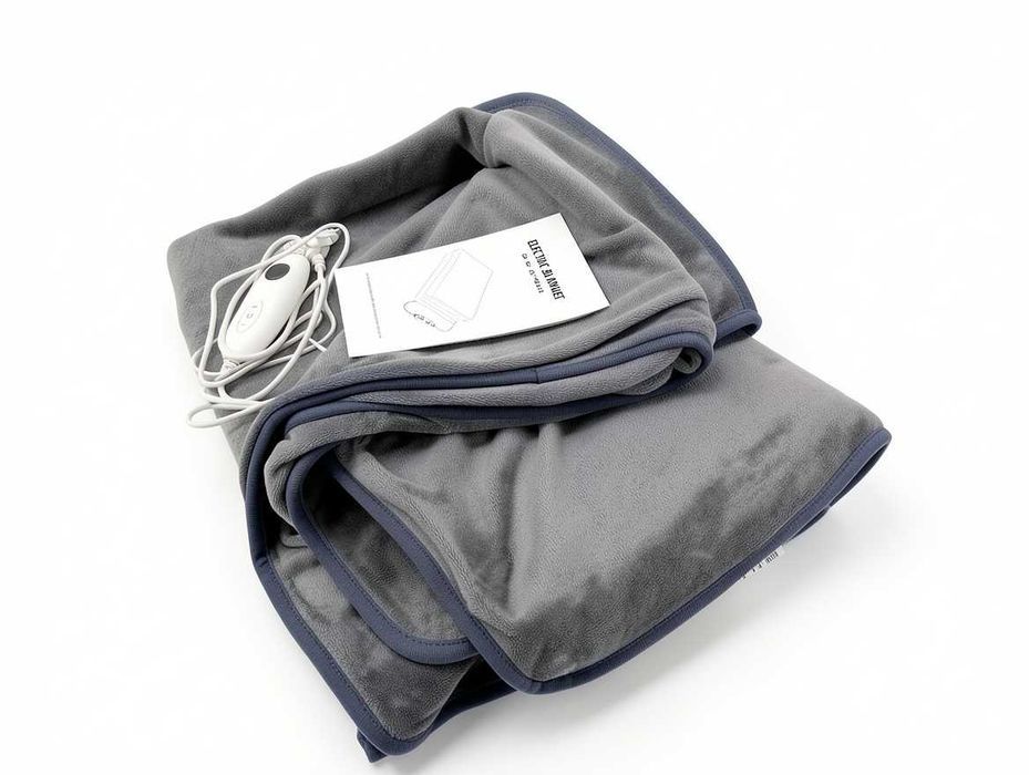 V098 Koc Elektryczny Maty Grzewczej Heizdecke EU-HB2410 Flanelowy Szary 130x160cm 160W Z Pilotem 6 Poziomów Grzania Timer 9H