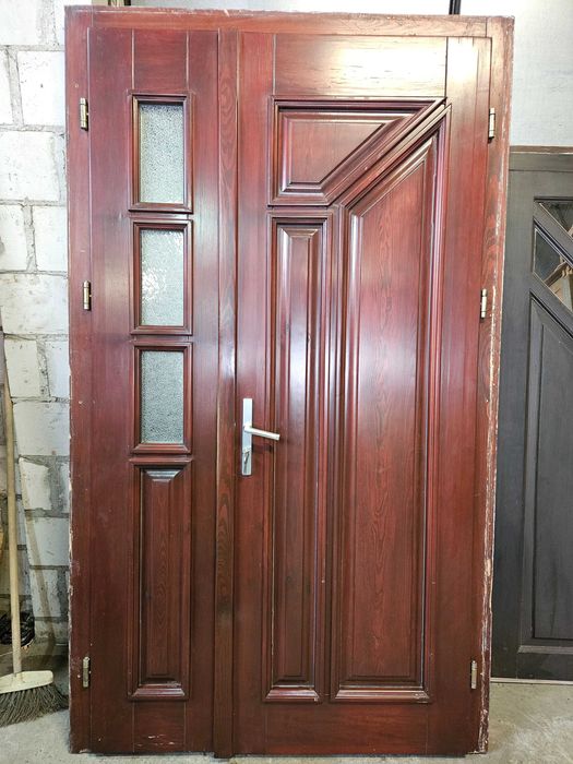 DRZWI Zewnętrzne Drewniane Sosnowe Dwuskrzydłowe Wejściowe 137x235cm